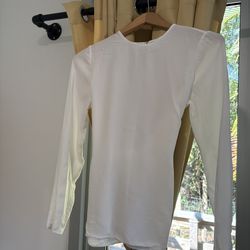 Nordstrom white long sleeve semi sheer blouse with tie either in front or back Size XS  100% Viscose