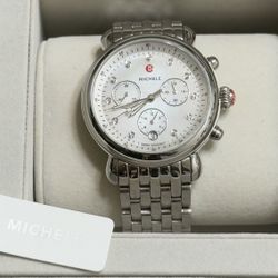 Authentic Michele diamond silver watch