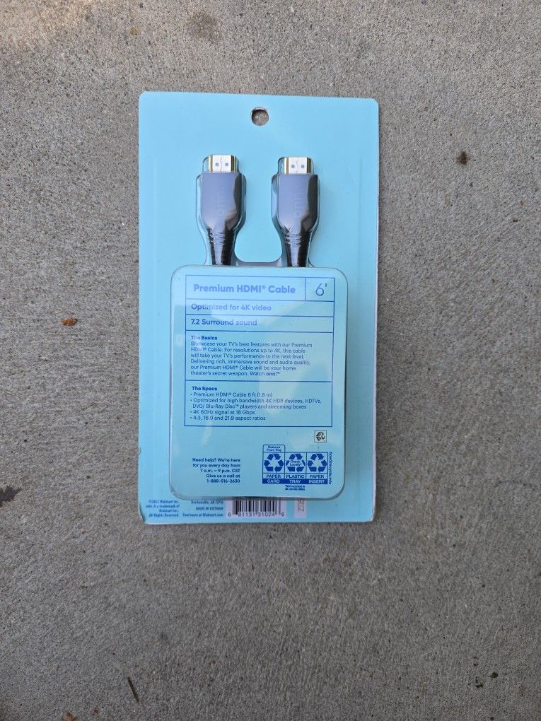 PREMIUM HDMI 6 FOOT CABLE BRAND NEW