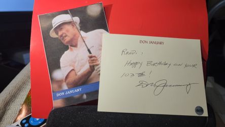 Don January  signed 4.5 x6" autographed personal stationery card w/coa &print