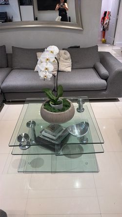 Multi-Tier Glass Coffee Table with Chrome Legs