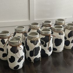 Cow Print Mason Jars 