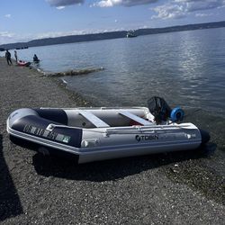 Tobin Sport Inflatable Boat 11feet ,& Gamefischer Motor 9.9 2 Stroke Short Shaft New Gas Tank 