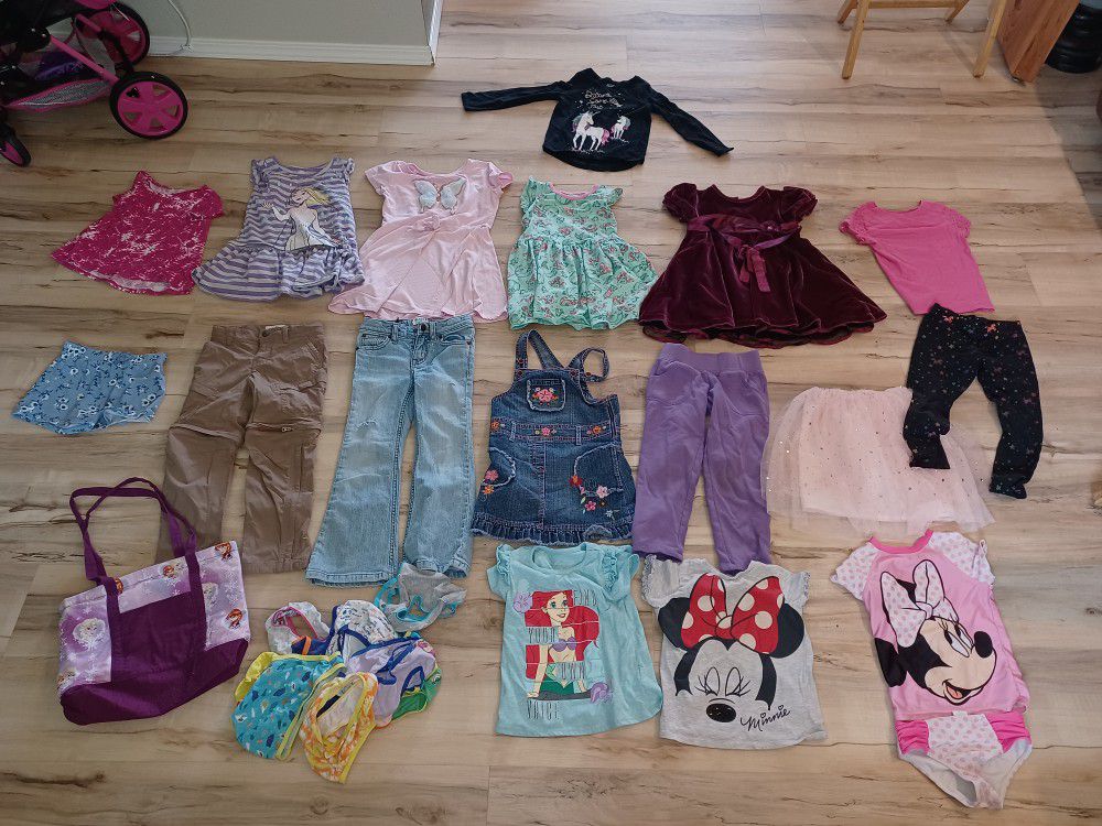 Girls Size 4 And 5 Clothes Pants Shirts Swim Suit