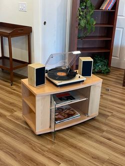 Light Wood Rolling Record/Entertainment Center