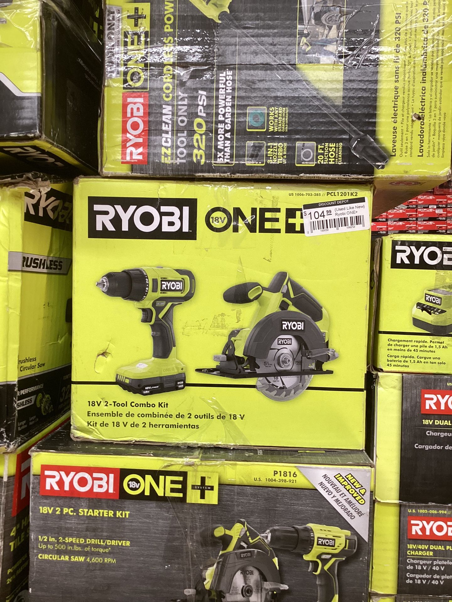 (Used Like New) Ryobi ONE+ 18V Cordless 2-Tool Combo Kit with Drill/Driver, Circular Saw