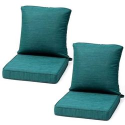New Set of 2 Outdoor Cushion Green Patio Cushion with Removable Cover and Straps 2 Pieces