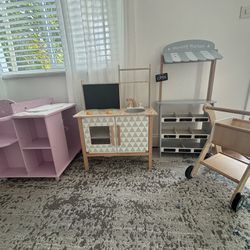 Kids Kitchen, store, shopping cart and nursery 