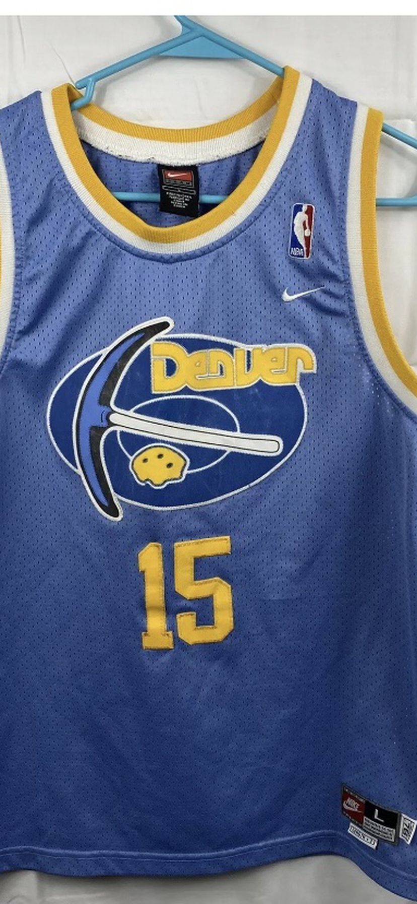 Nike Basketball Jersey Youth Boys Size L Blue Denver Nuggets #15 Carmelo Anthony