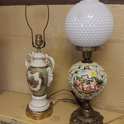 Antique Hurricane Bedroom Hobnail Milk Glass Lamp Plus