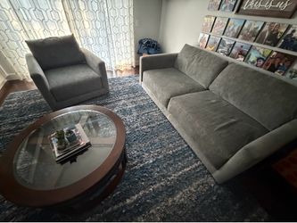 Crate and Barrel sofa and oversized swivel chair