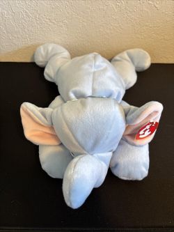 1998 Ty Pillow Pals Squirt Elephant Plush, Blue and Pink