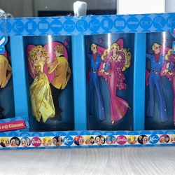 Rare Vintage Barbie & Ken 16oz Glass Set 