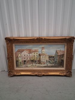 ORNATELY  FRAMED  ORIGINAL  OIL  PAINTING  (BY IMPRESSIONIST ARTIST XAVIER RABOUS)