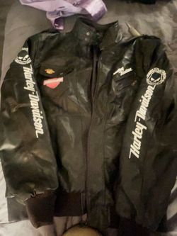 Vintage Harley-Davidson Eagle Leather Bomber Jacket Black Motorcycle Biker Coat