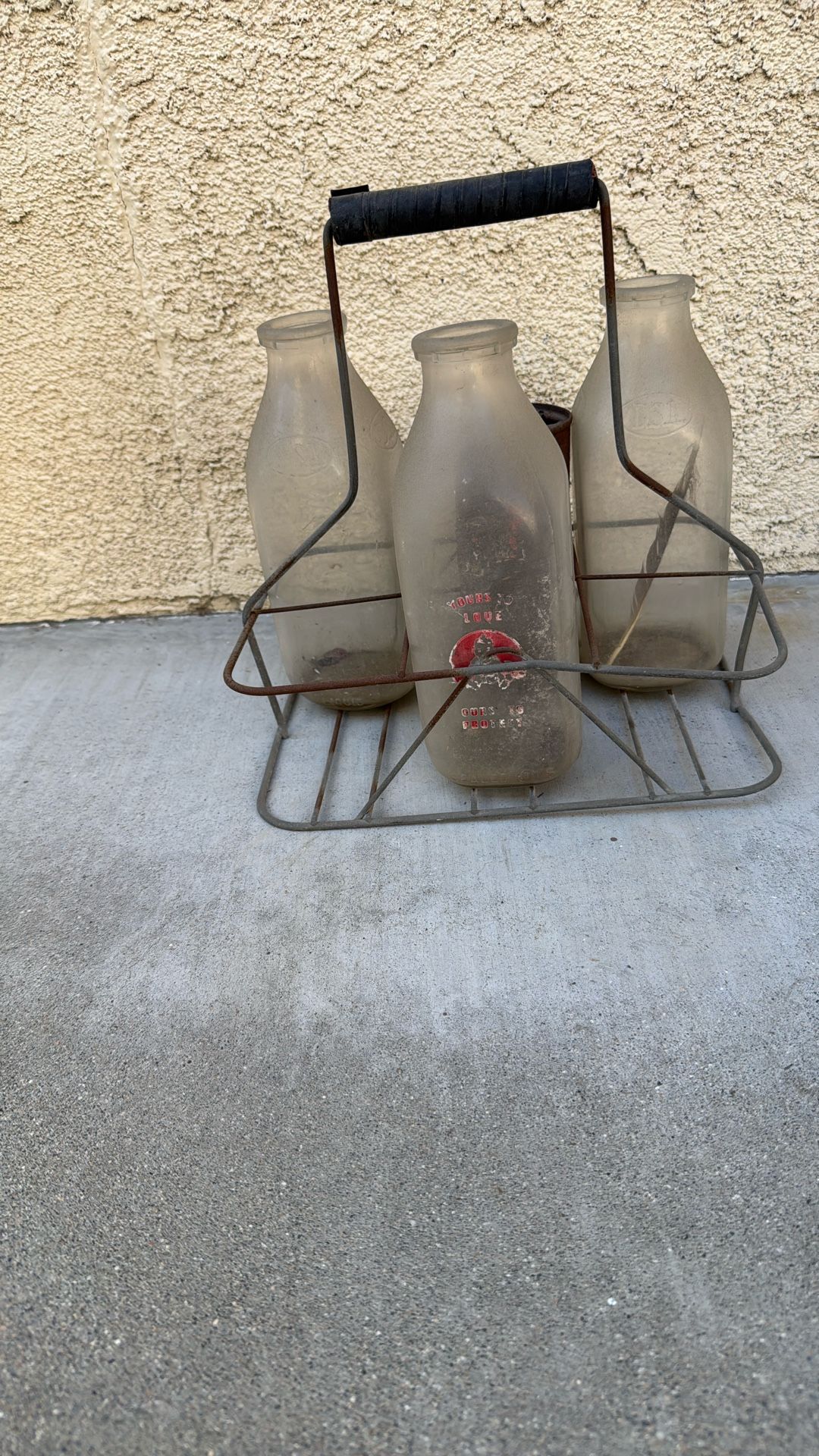 Antique Milk Bottles With Carrier
