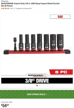 Impact Duty 3/8 in. Deep Impact Rated Socket Set