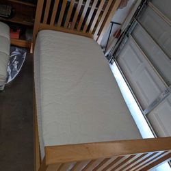 *Like New* Twin Size Bed Set; Mattress, Box Spring, and Birch Wood Frame