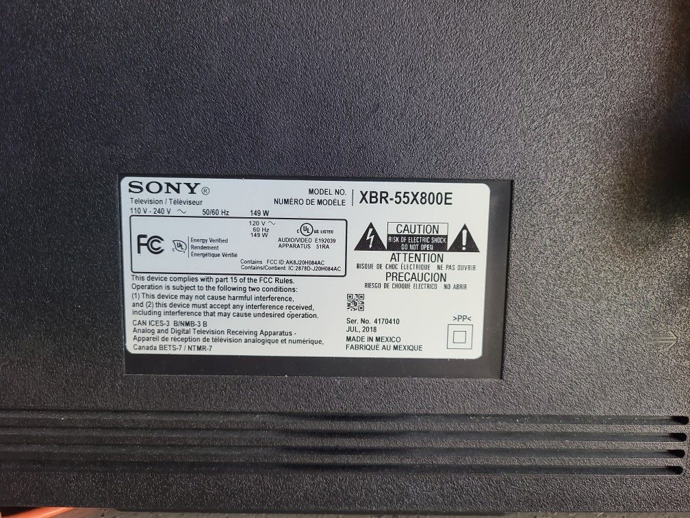 Sony Bravia Model XBR-55X800E