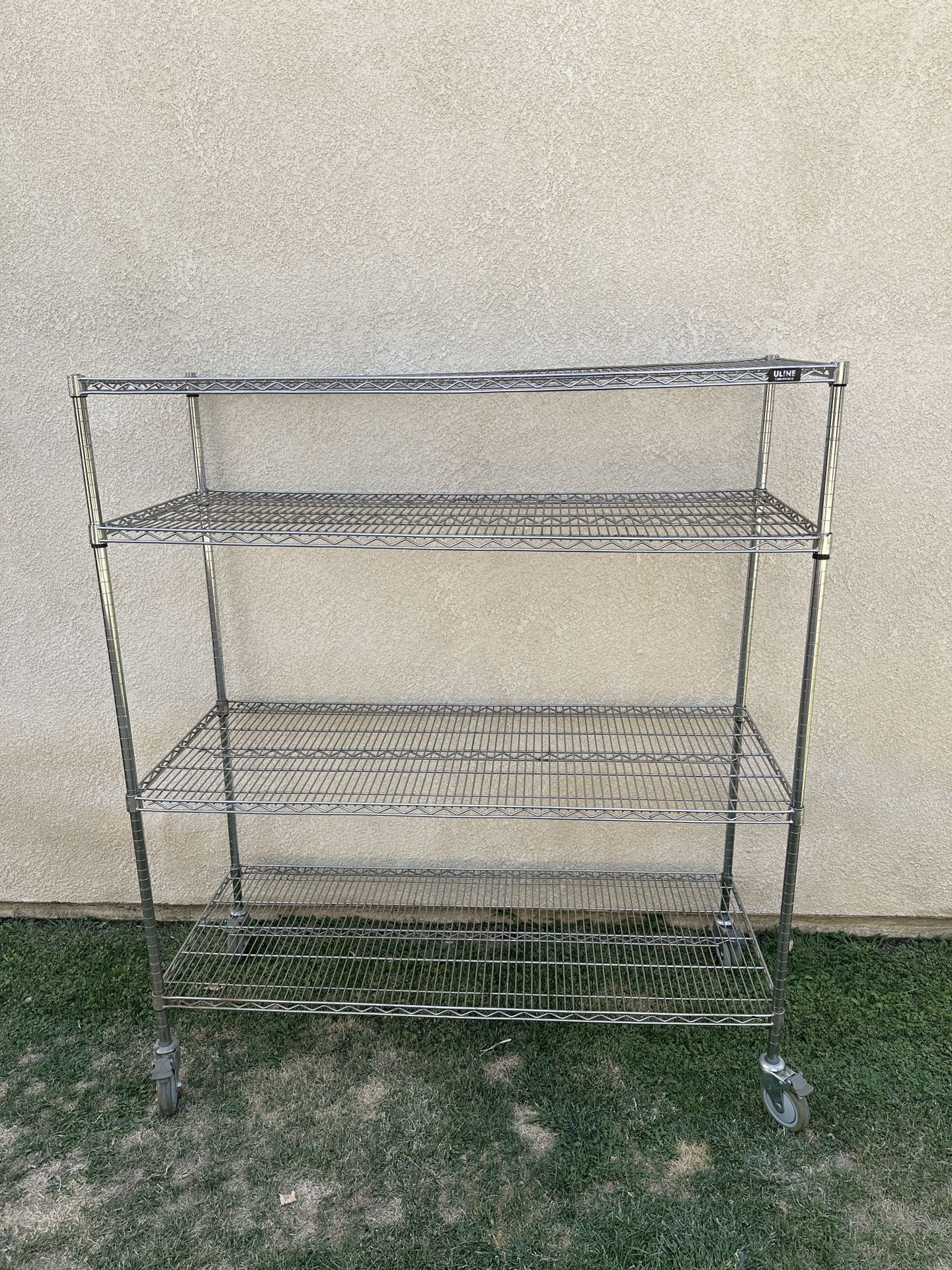 Chrome Uline U Line Metal Rack With Wheels 59 x 23 x 68