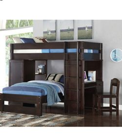 Bunk bed with dresser and desk