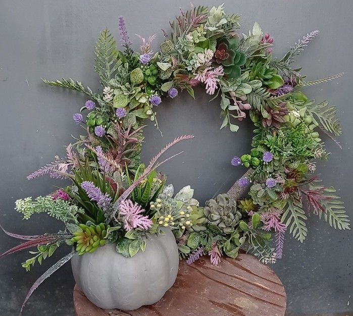 Beautiful Lavender and succulent wreath