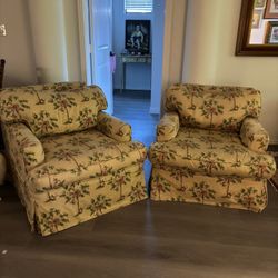 Two Matching Slipcovered Armchairs