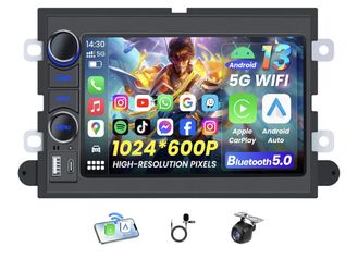 Car Radio for Ford F150 Radio 2004-2008: 7" HD Touch Screen Stereo with Wireless Carplay Andriod Auto 5G WiFi GPS Bluetooth FM RDS SWC Mirror Link Fre