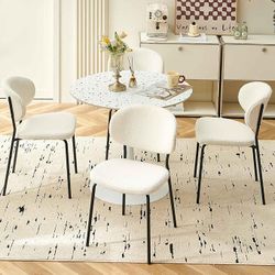 Homedot Dining Chairs Set of 4, Modern Boucle Home Kitchen Chairs ONLY Upholstered with Open Backrest