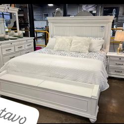 $49 Down Payment Bedroom Set Queen/King Bed Dresser Nightstand Mirror Kanwyn