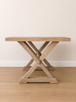 Light brown wood X side table