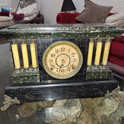 Antique Seth Thomas Mantle Clock Adamantine 6 Pillar Lion Heads