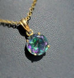 Jewelry 14k solid yellow gold mystic topaz Pendant charm