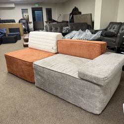 Luck Live Contemporary couch 79.9" Modular Color-Block Sofa, Modern sofa Flannel Fabric, Removable & Washable