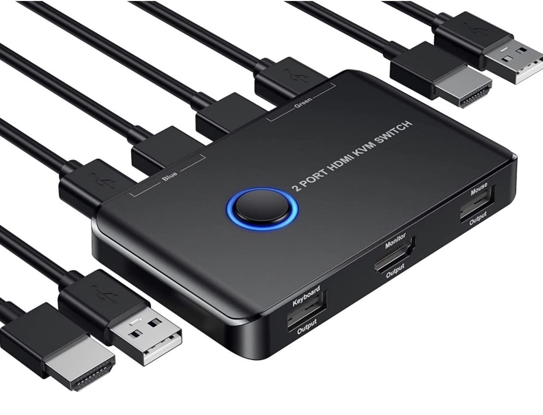 KVM Switch, Giimake KVM Switch HDMI,USB KVM Switch for 2 Computers Sharing One HD Monitor and Keyboard Mouse, Support 4K@60Hz,2 HDMI Cables and 2 USB