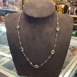 14KT Gold Necklace W/ Clear Stones 39627-3