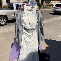 White two piece Prom Dress Crystal Size 13