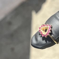 14k yellow gold cocktail ruby heart size 6