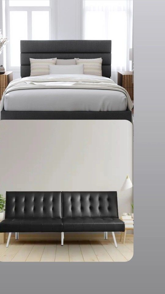 Full Bed Frame From Amazon & Black Futon , From Home Depot BUNDLE