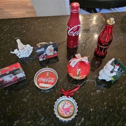 Set of 9 Coca Cola themed Christmas Ornaments sold together only 