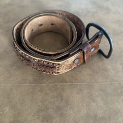 True Vintage Brown Woven Men’s 70’s Leather Belt Hippie Hipster
