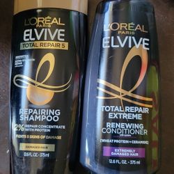 L'Oreal ELVIVE TOTAL/EXTREME REPAIR Shampoo + Conditioner (12.6oz Bottles)  For $5/ $5 Por Los 2