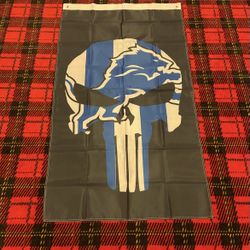 Brand New Detroit Lions Punisher Banner Flag