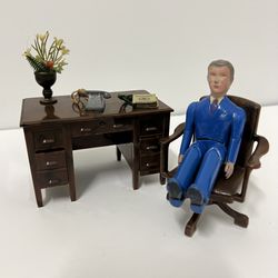 Vintage Renewal Miniature Desk Chair And  Man 
