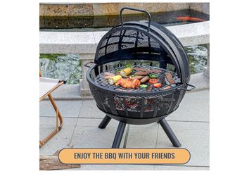 ❤️‍🔥 #R4 35 Inch Wood Burning Fire Pit with BBQ Grill