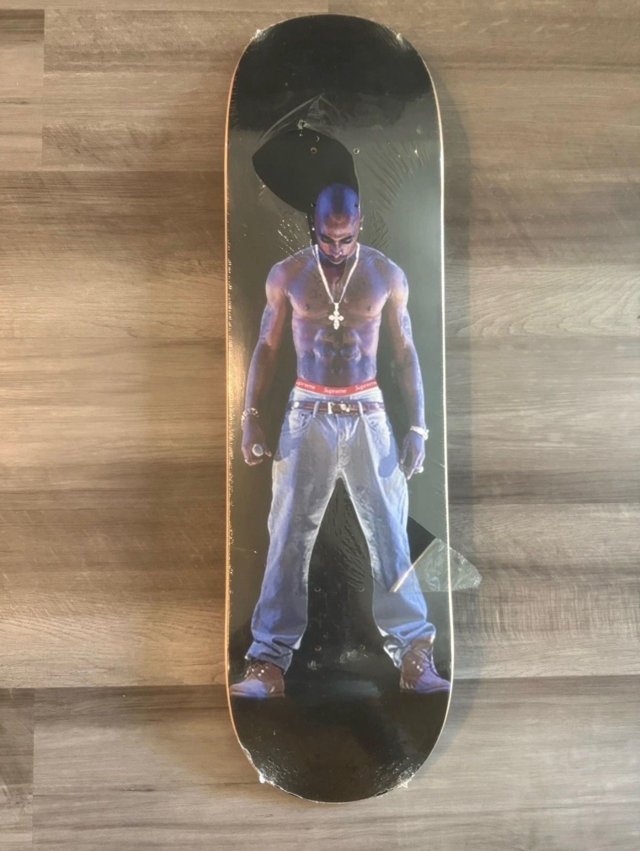 supreme skateboard deck tupac graphic art theme hip hop personality wood back