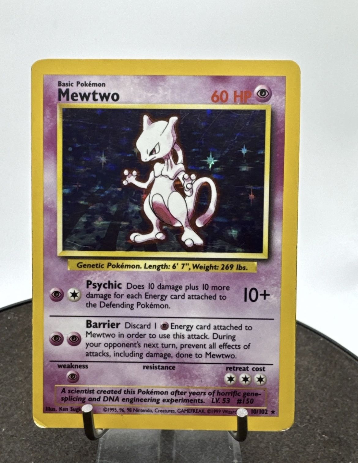 1999 Mewtwo Pokemon Card 10/102 Holo Rare