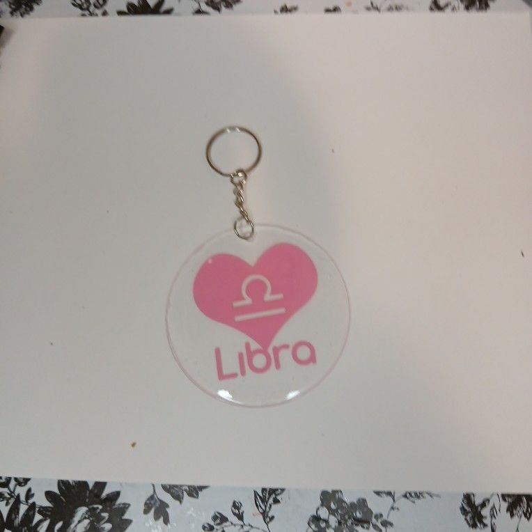 Pink heart handmade zodiac keychain 3 in
