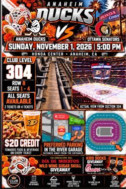 Anaheim Ducks vs Ottawa Senators Tickets