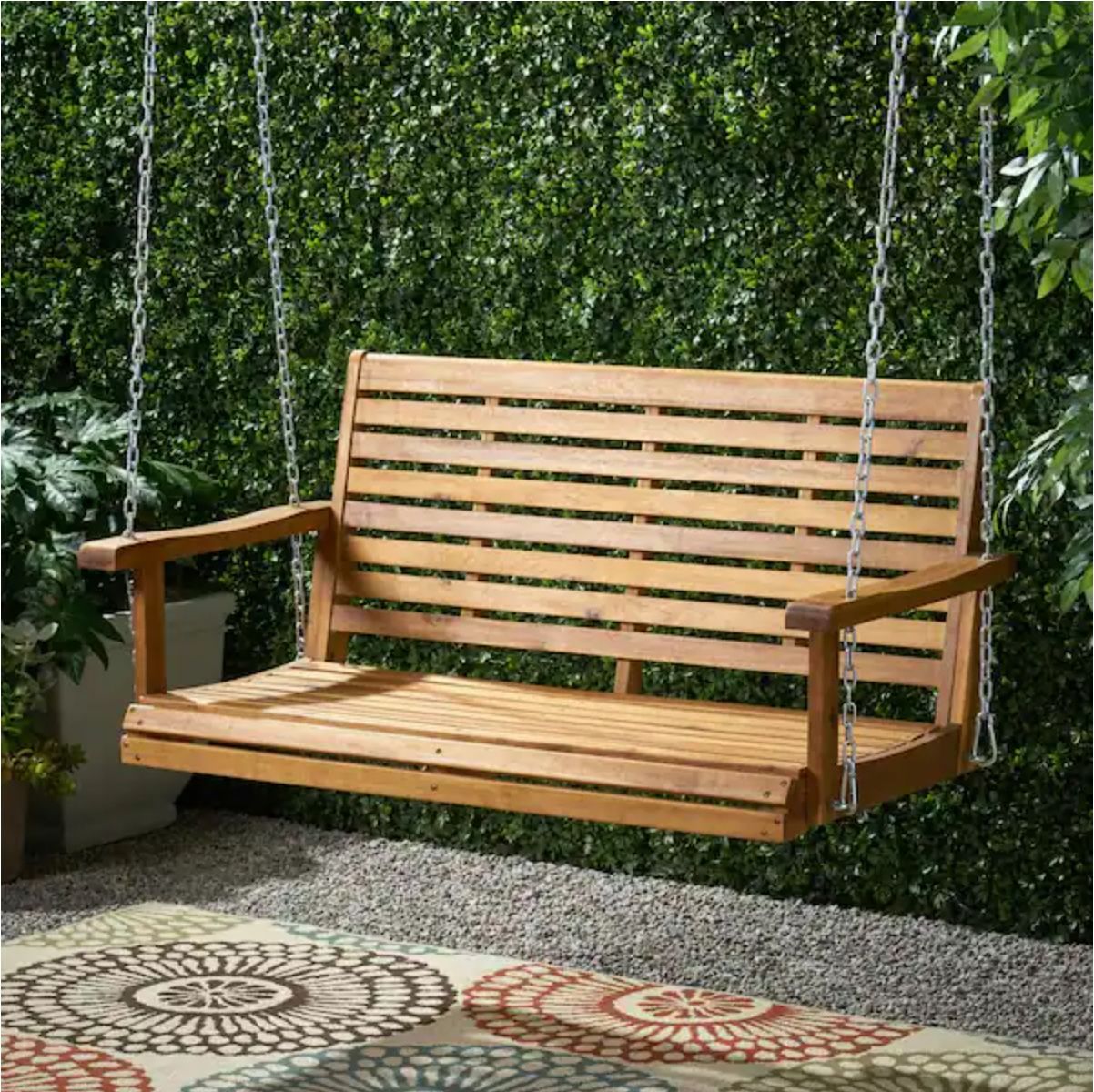 Tasmania 49.5 Inch 2-person Teak Brown Wood Porch Swing